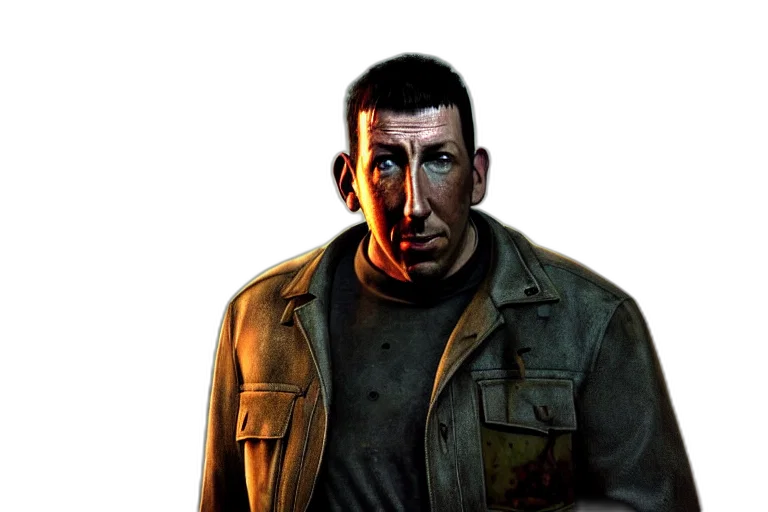 jacket, face, weapon, staff transparent PNG cut-out