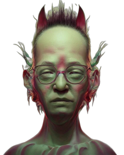 face, mask, creature, staff transparent PNG cut-out