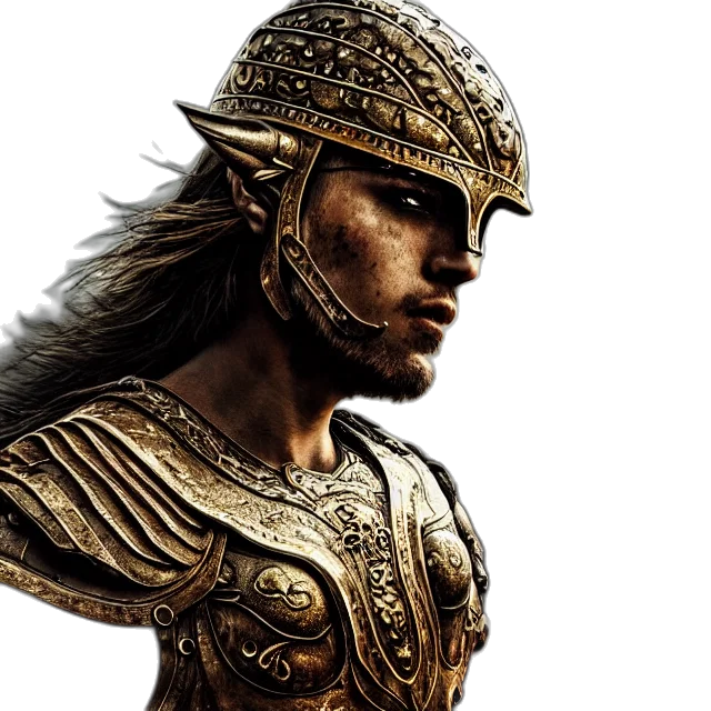 sword, face, hat, fantasy art transparent PNG cut-out