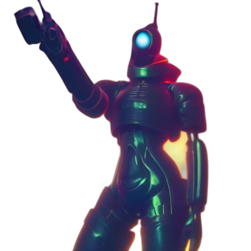 robot, weapon, staff, jacket transparent PNG cut-out