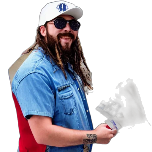 staff, hat, jacket, hair transparent PNG cut-out