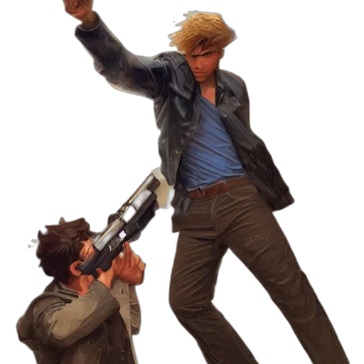 jacket, weapon, concept art, comic book art transparent PNG cut-out