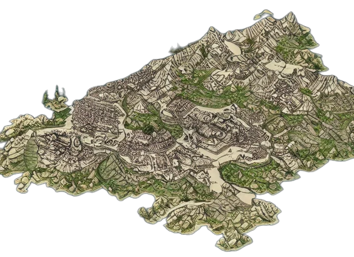 3d render, concept art, pixel art, map transparent PNG cut-out