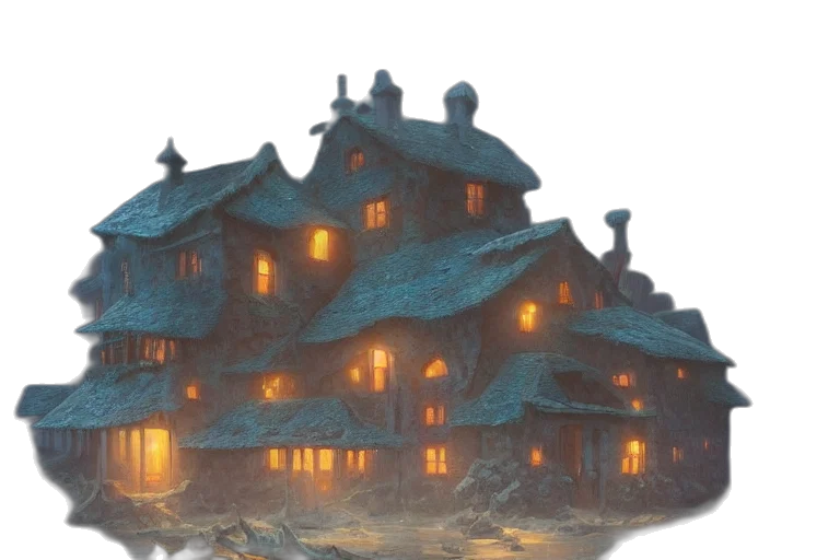 building, concept art, fantasy art, watercolor transparent PNG cut-out