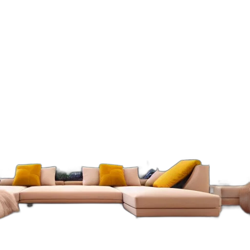 furniture, 3d render, concept art, earth tones transparent PNG cut-out