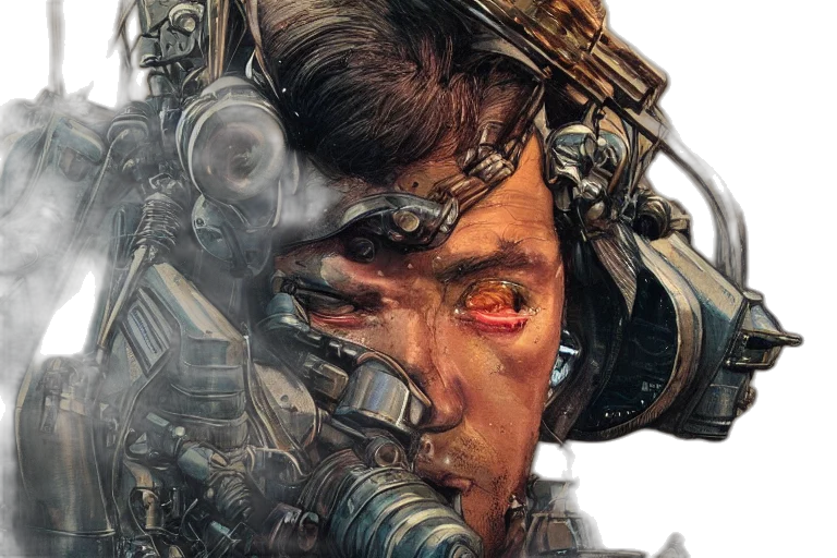 face, robot, comic book art, concept art transparent PNG cut-out