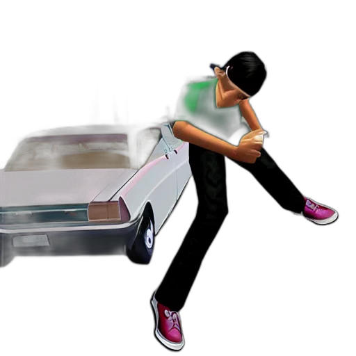 car, weapon, vaporwave, 3d render transparent PNG cut-out