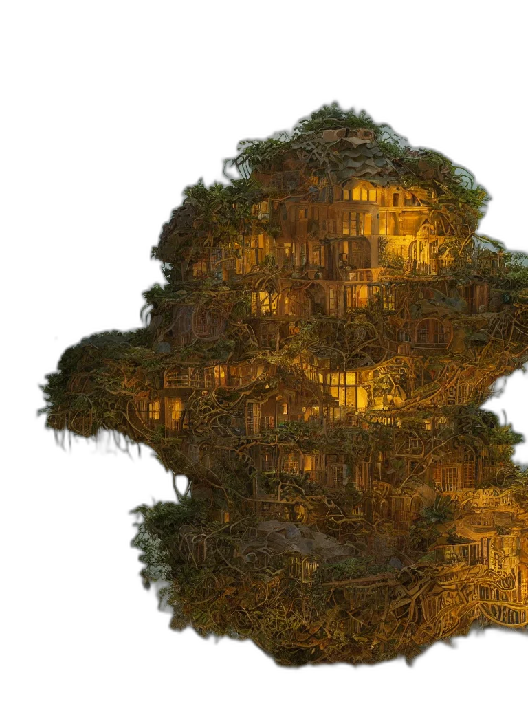 building, tree, crown, face transparent PNG cut-out
