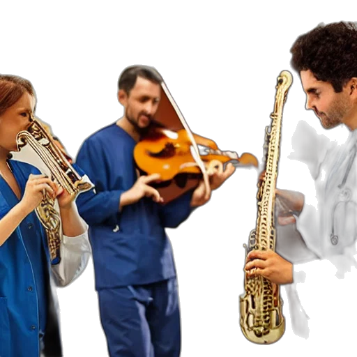 staff, doctors, playing, instruments transparent PNG cut-out