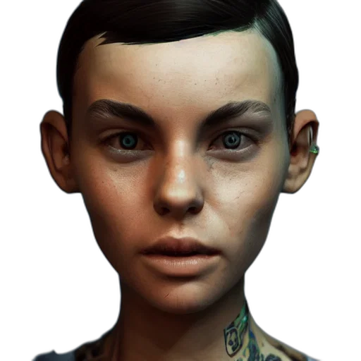 face, robot, staff, photorealistic transparent PNG cut-out