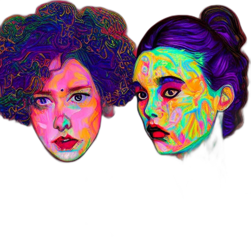face, mask, hair, vaporwave transparent PNG cut-out