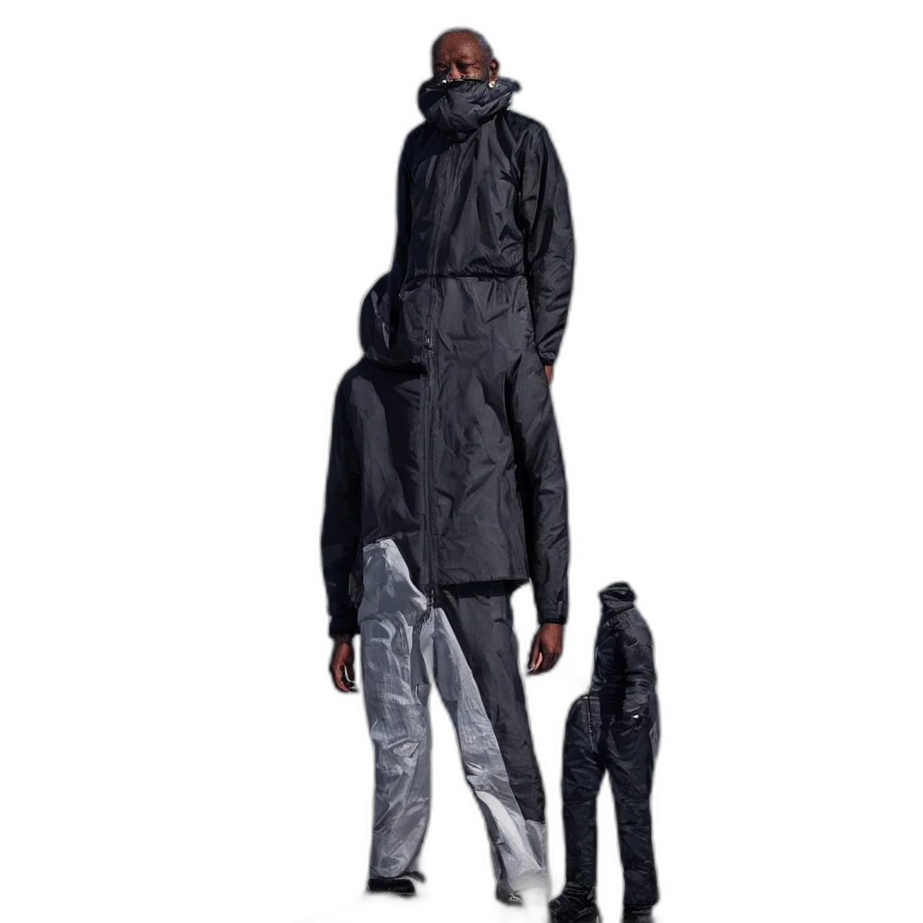jacket, umbrella, staff, creature transparent PNG cut-out