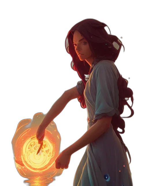 dress, staff, concept art, fantasy art transparent PNG cut-out