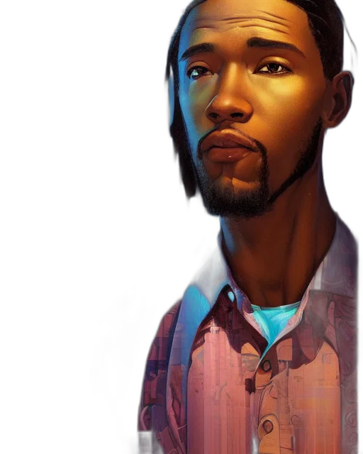 face, jacket, staff, robot transparent PNG cut-out