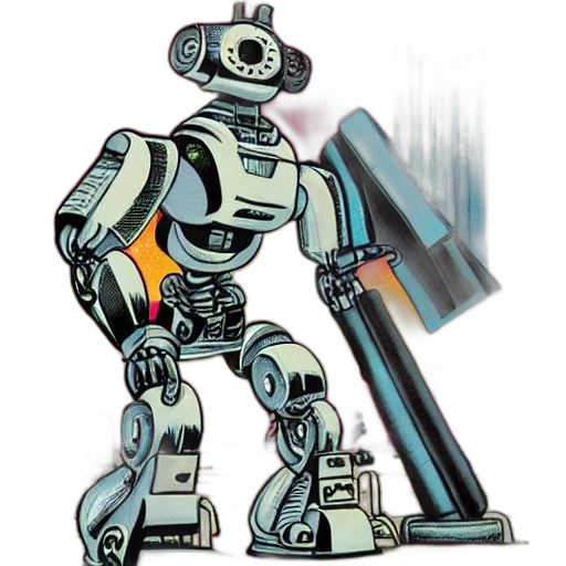 robot, weapon, staff, concept art transparent PNG cut-out