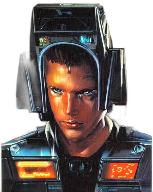 robot, face, cyberpunk, concept art transparent PNG cut-out