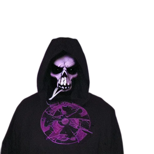 jacket, mask, staff, vaporwave transparent PNG cut-out