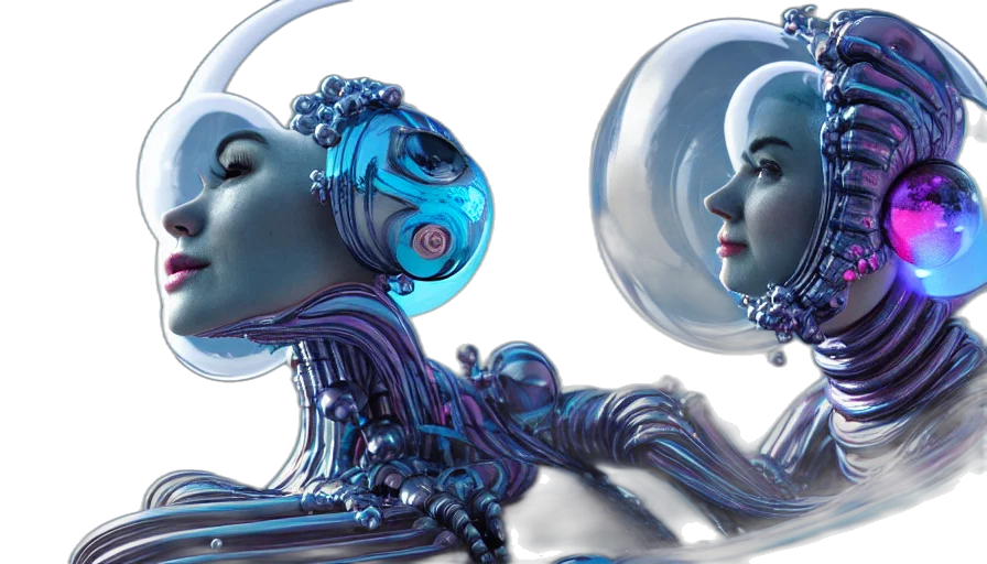robot, concept art, cyberpunk, 3d render transparent PNG cut-out