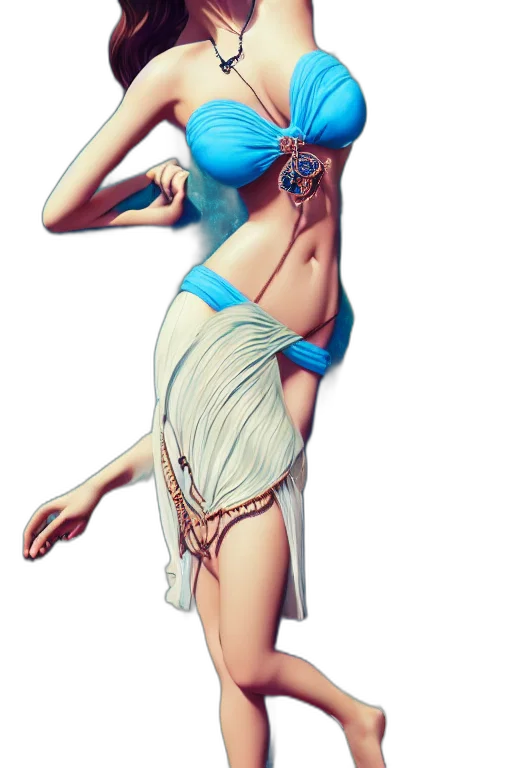 dress, staff, jewelry, fantasy art transparent PNG cut-out