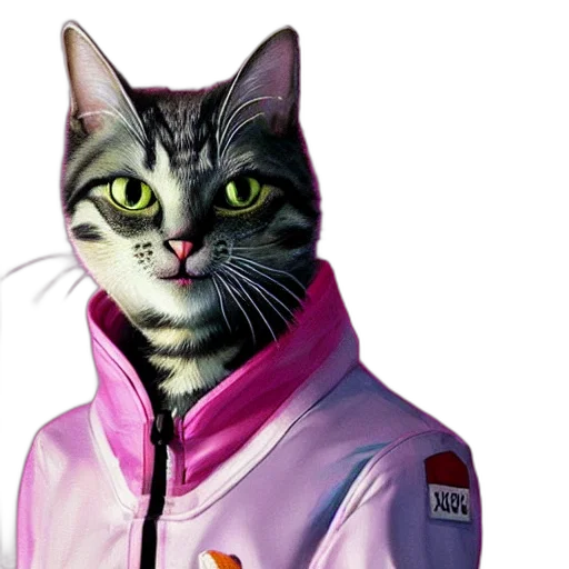 jacket, animal, staff, vaporwave transparent PNG cut-out