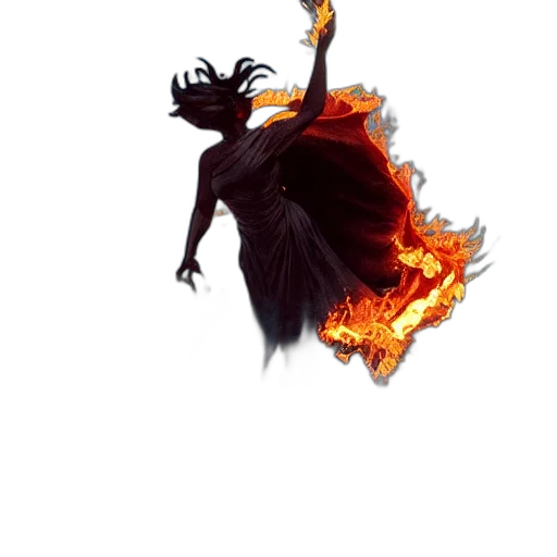 dress, dragon, staff, hair transparent PNG cut-out