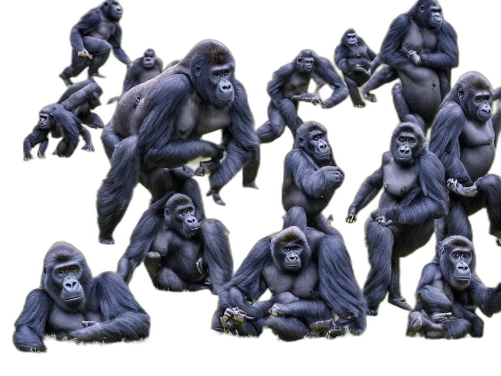 concept art, 3d render, photorealistic, gorillas transparent PNG cut-out