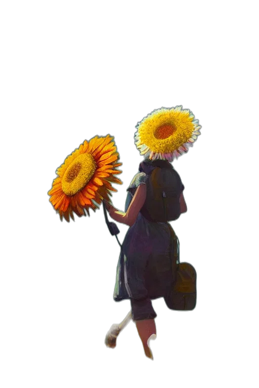flower, umbrella, staff, dress transparent PNG cut-out