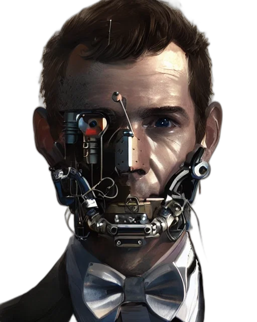 robot, face, mask, cyberpunk transparent PNG cut-out