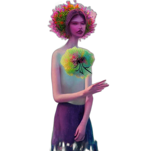 dress, flower, crown, creature transparent PNG cut-out