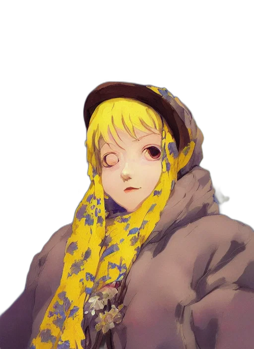 face, jacket, hat, staff transparent PNG cut-out