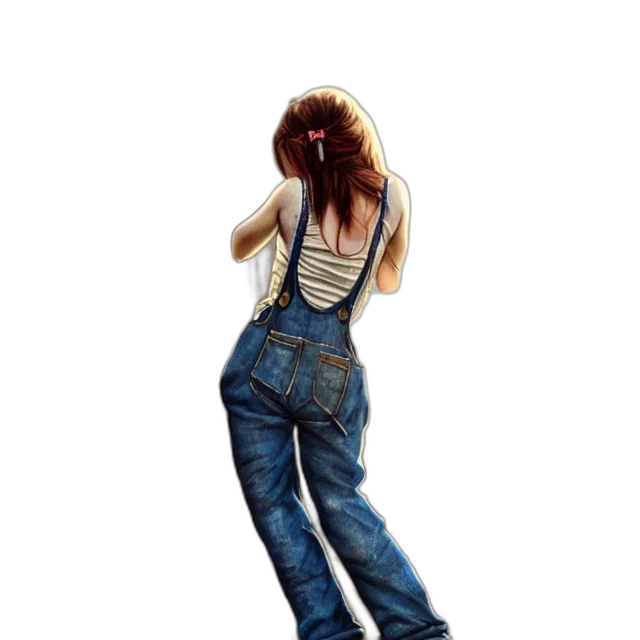 jacket, hair, dress, staff transparent PNG cut-out