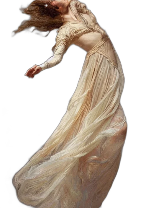 dress, face, hair, staff transparent PNG cut-out