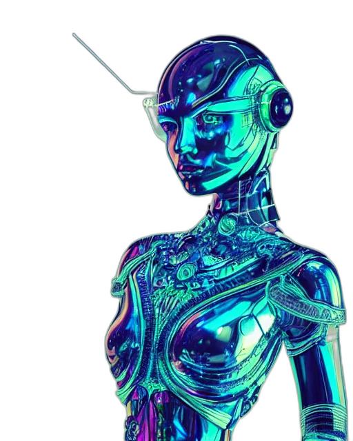robot, staff, jewelry, dress transparent PNG cut-out