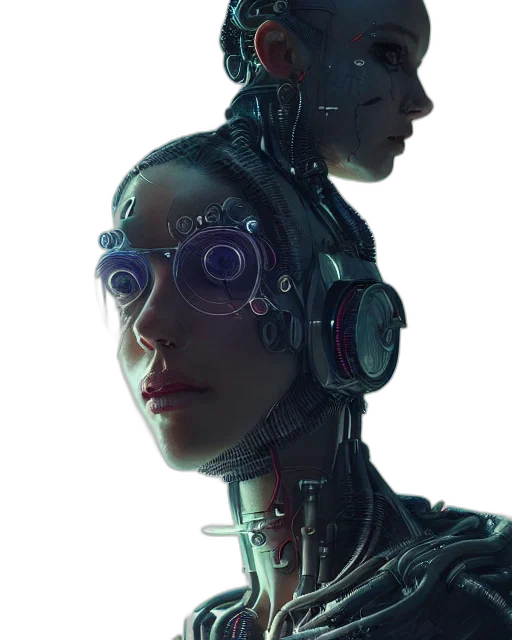 robot, face, mask, cyberpunk transparent PNG cut-out