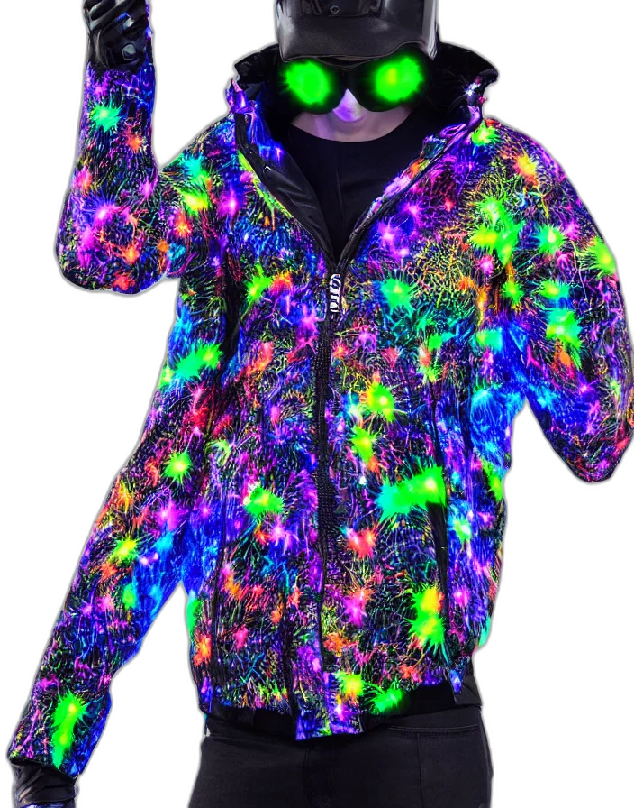 jacket, vaporwave, cyberpunk, 3d render transparent PNG cut-out
