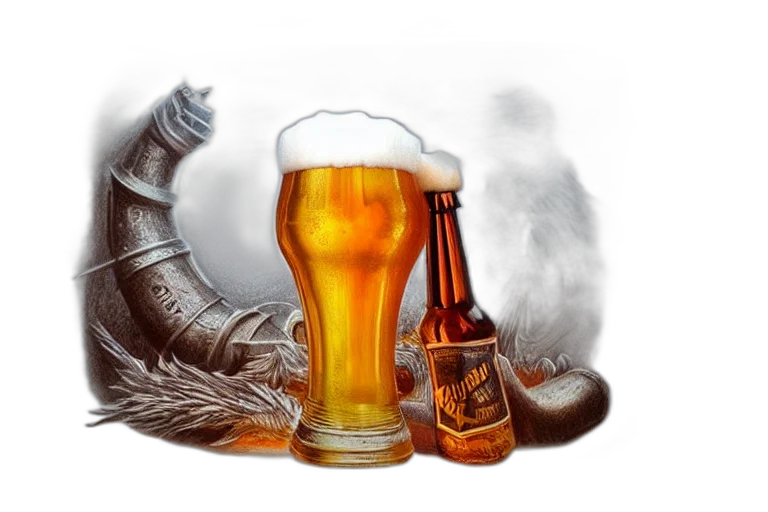 dragon, fantasy art, photorealistic, beer transparent PNG cut-out
