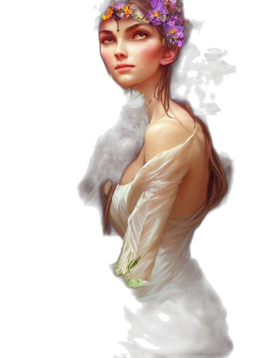 dress, face, crown, staff transparent PNG cut-out