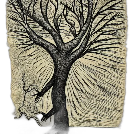 tree, mask, hair, dress transparent PNG cut-out