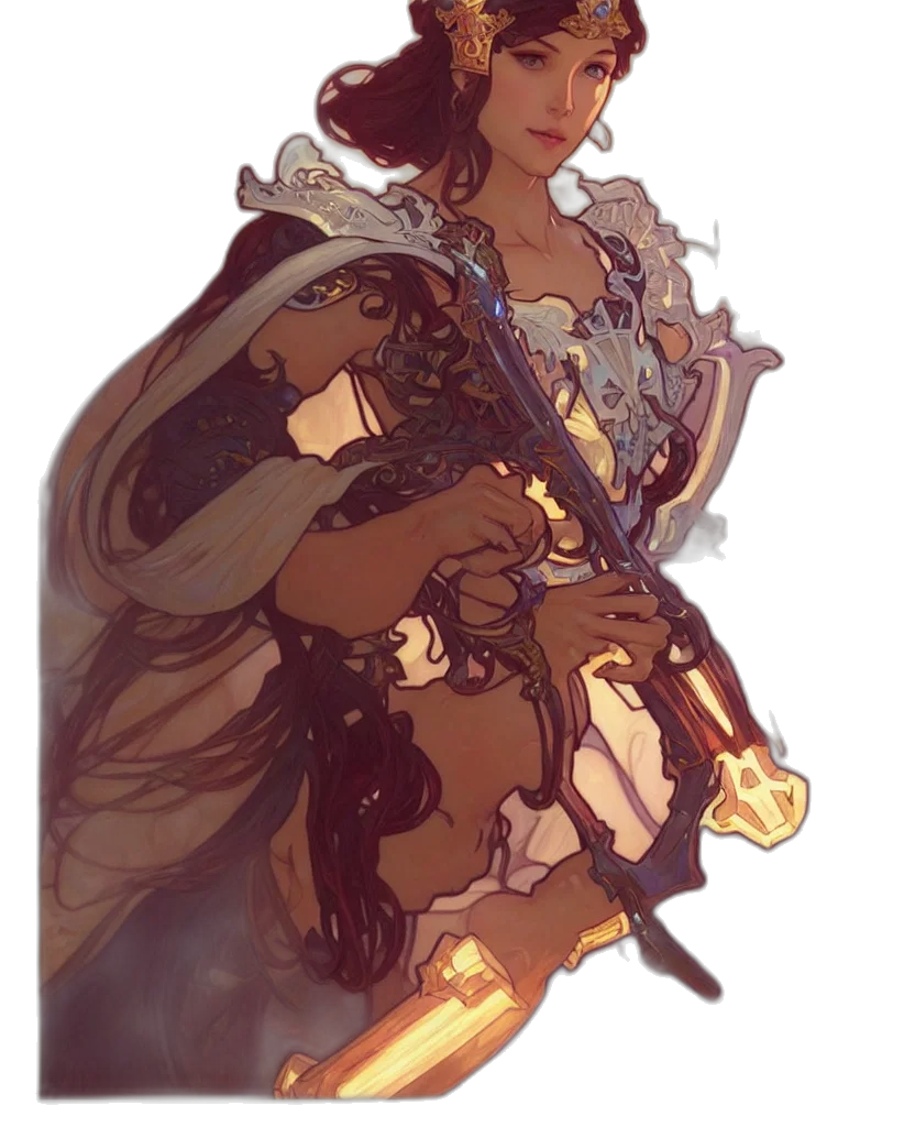 dress, crown, staff, sword transparent PNG cut-out