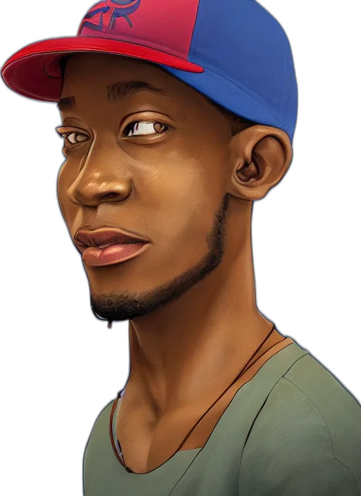 face, hat, staff, photorealistic transparent PNG cut-out