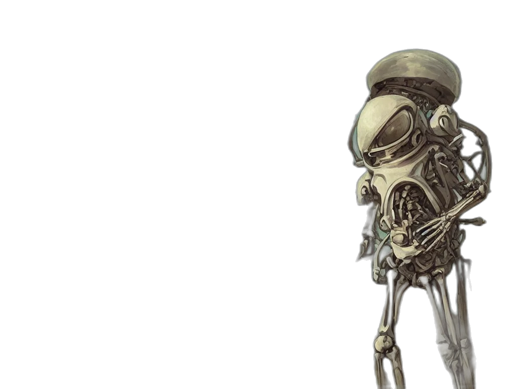 robot, mask, creature, weapon transparent PNG cut-out