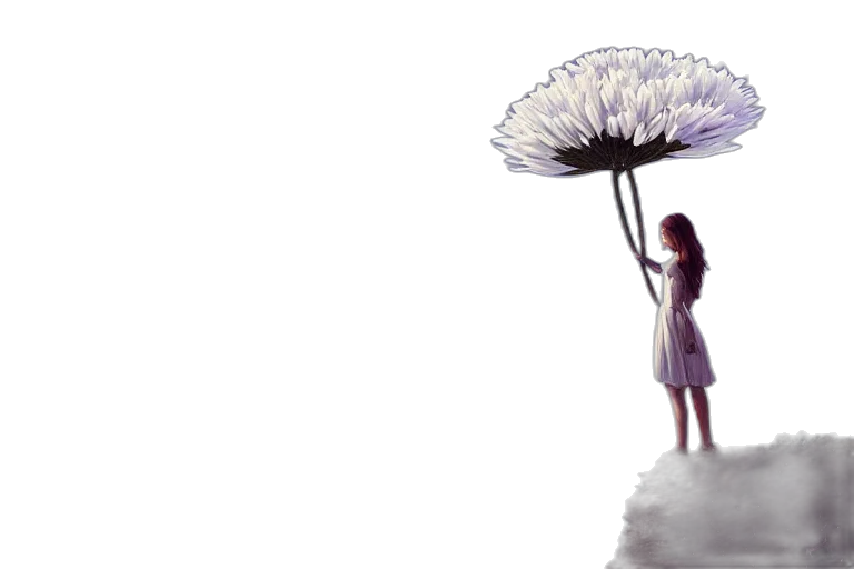 umbrella, flower, dress, staff transparent PNG cut-out