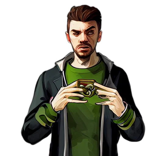 jacket, staff, face, pixel art transparent PNG cut-out