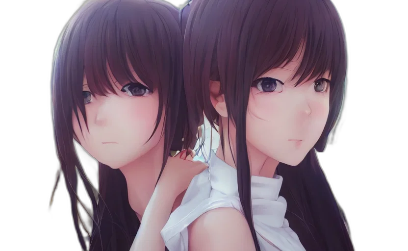 face, hair, anime, photorealistic transparent PNG cut-out