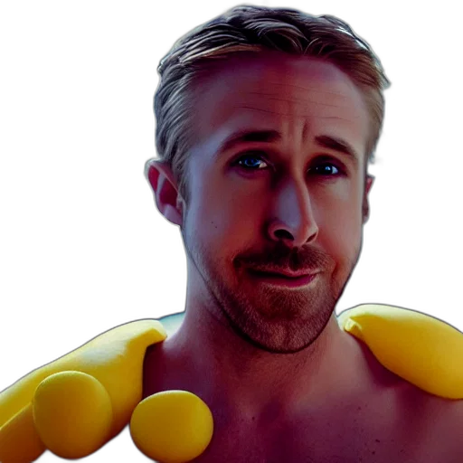 ryan, gosling, inside, banana transparent PNG cut-out