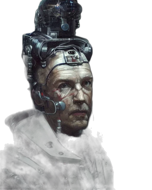 face, robot, staff, hat transparent PNG cut-out
