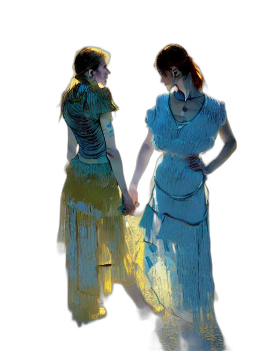 dress, staff, jewelry, oil painting transparent PNG cut-out