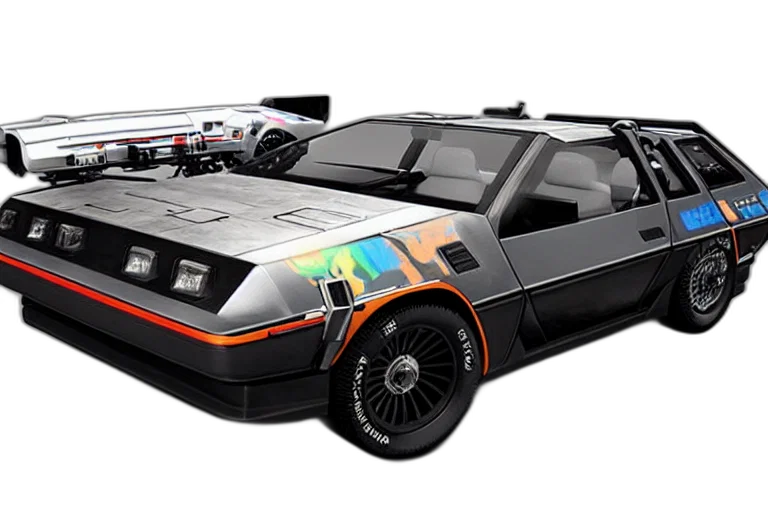 car, concept art, cyberpunk, delorean transparent PNG cut-out