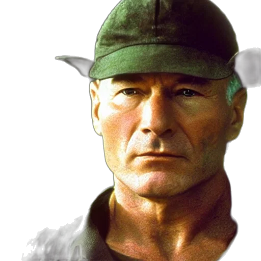 face, hat, weapon, photorealistic transparent PNG cut-out