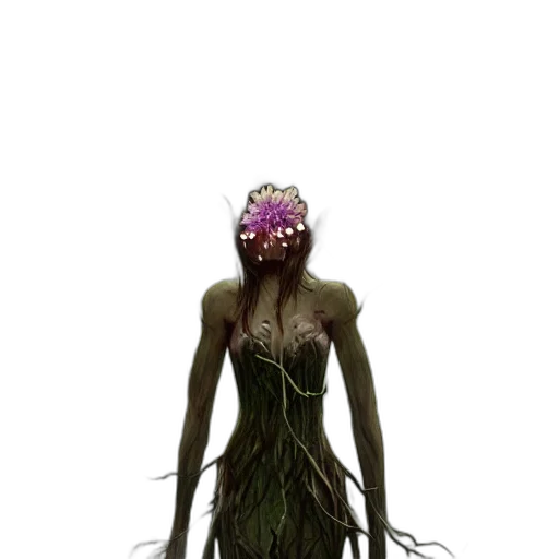 creature, dress, mask, staff transparent PNG cut-out